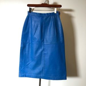 DONATED 100% leather royal blue vintage skirt